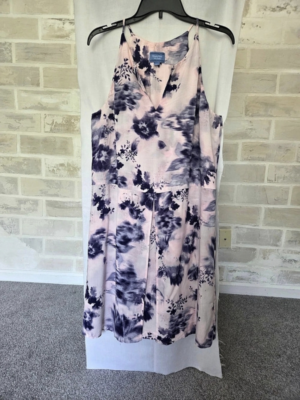 Simply Vera Wang Draped Neck Short Dress Floral Midi Dress Pink & Purple
